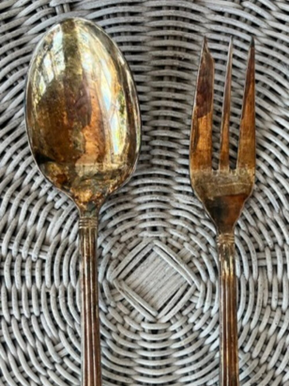 Christofle France Silverplate 10.5” Salad Serving Spoon Fork Set Vintage
